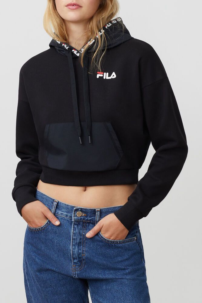 Fila Tina Black Hoodie Womens - NZ 15627-KCPW